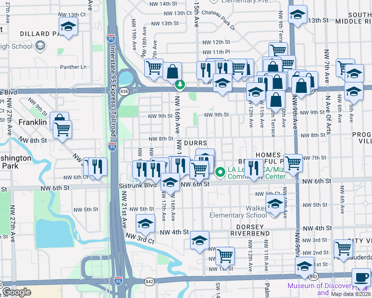 map of restaurants, bars, coffee shops, grocery stores, and more near 709 Northwest 15th Terrace in Fort Lauderdale