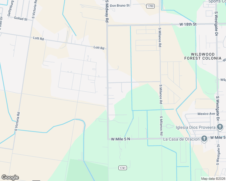 map of restaurants, bars, coffee shops, grocery stores, and more near 2709 Midway Road in Weslaco