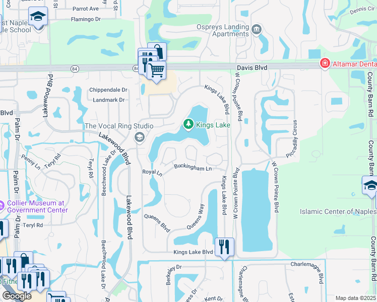 map of restaurants, bars, coffee shops, grocery stores, and more near 162 Bristol Lane in Naples