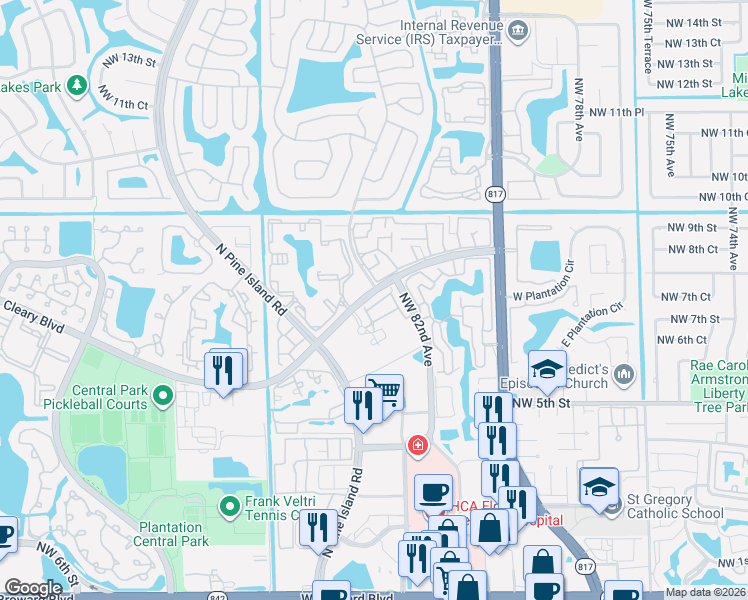 map of restaurants, bars, coffee shops, grocery stores, and more near 777 South Way in Fort Lauderdale