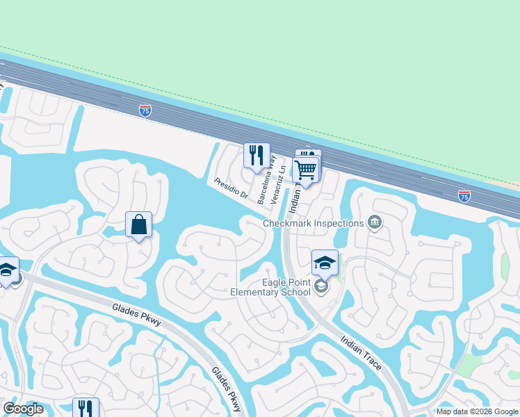 map of restaurants, bars, coffee shops, grocery stores, and more near 1172 Cedar Falls Drive in Weston