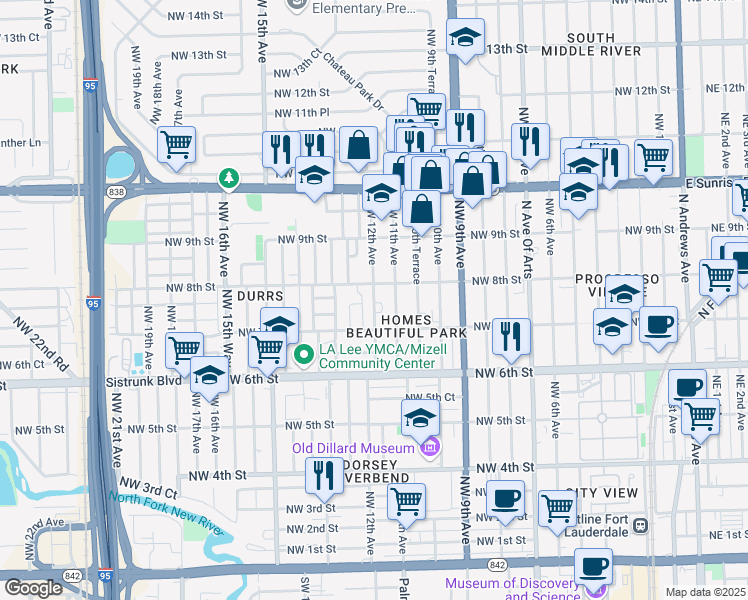 map of restaurants, bars, coffee shops, grocery stores, and more near 804 Northwest 12th Avenue in Fort Lauderdale