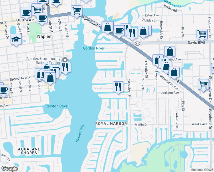 map of restaurants, bars, coffee shops, grocery stores, and more near 1417 Chesapeake Avenue in Naples