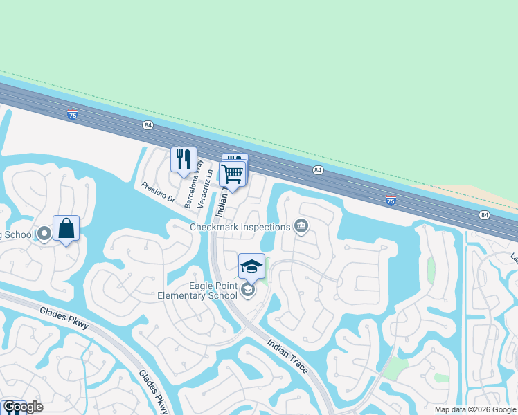 map of restaurants, bars, coffee shops, grocery stores, and more near 1471 Sorrento Drive in Weston