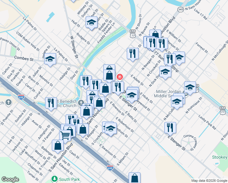 map of restaurants, bars, coffee shops, grocery stores, and more near in San Benito