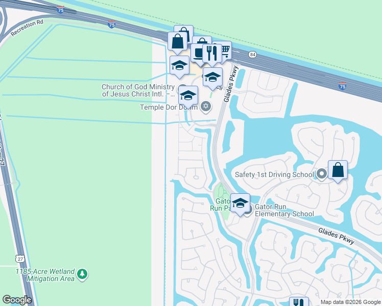 map of restaurants, bars, coffee shops, grocery stores, and more near 2179 Hacienda Terrace in Weston
