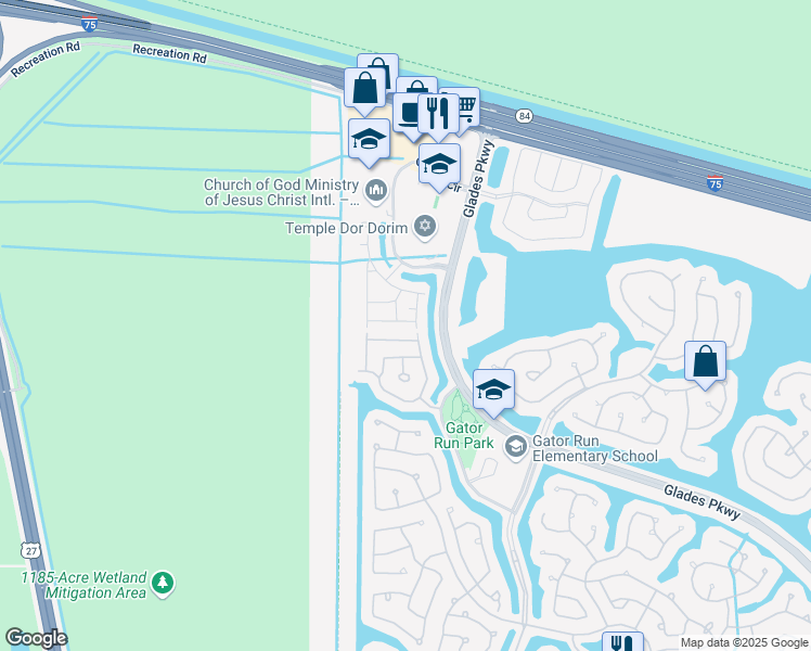map of restaurants, bars, coffee shops, grocery stores, and more near 2093 Pasa Verde Lane in Weston
