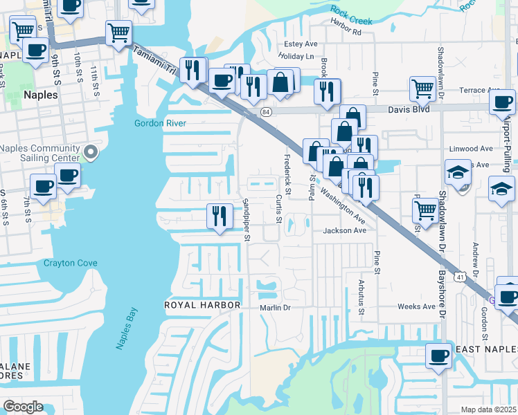map of restaurants, bars, coffee shops, grocery stores, and more near 1790 Smugglers Cove in Naples