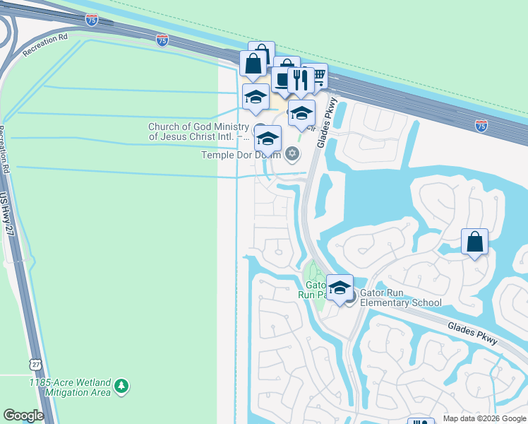 map of restaurants, bars, coffee shops, grocery stores, and more near 2179 Hacienda Terrace in Weston