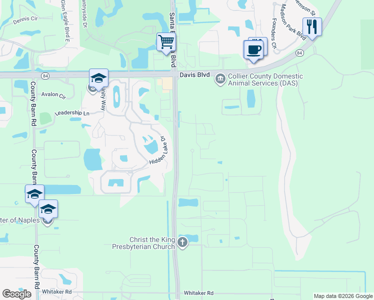 map of restaurants, bars, coffee shops, grocery stores, and more near 2303 Sunset Boulevard in Naples