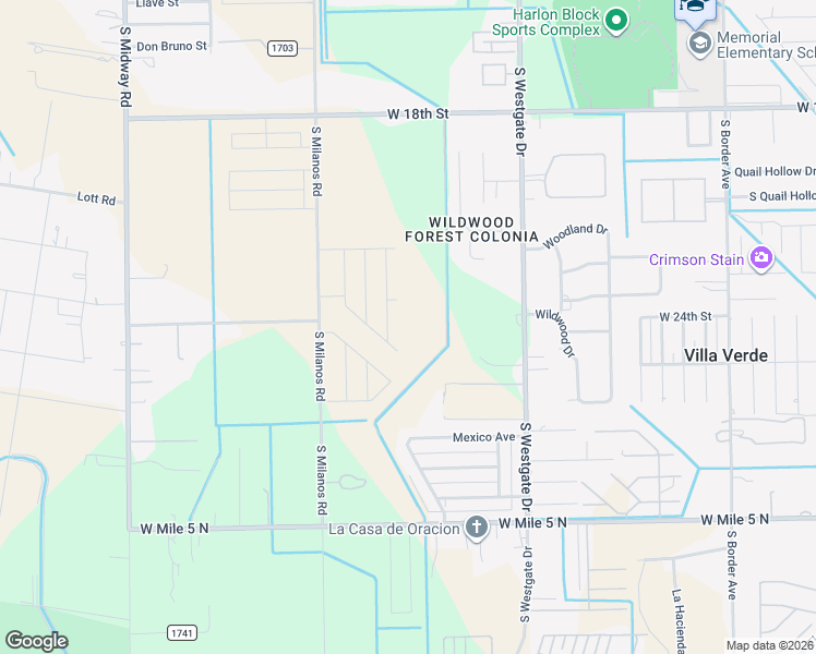 map of restaurants, bars, coffee shops, grocery stores, and more near Mile 6 1/2 West in Weslaco