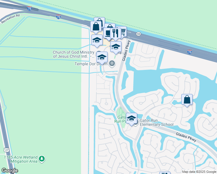 map of restaurants, bars, coffee shops, grocery stores, and more near 2093 Pasa Verde Lane in Weston