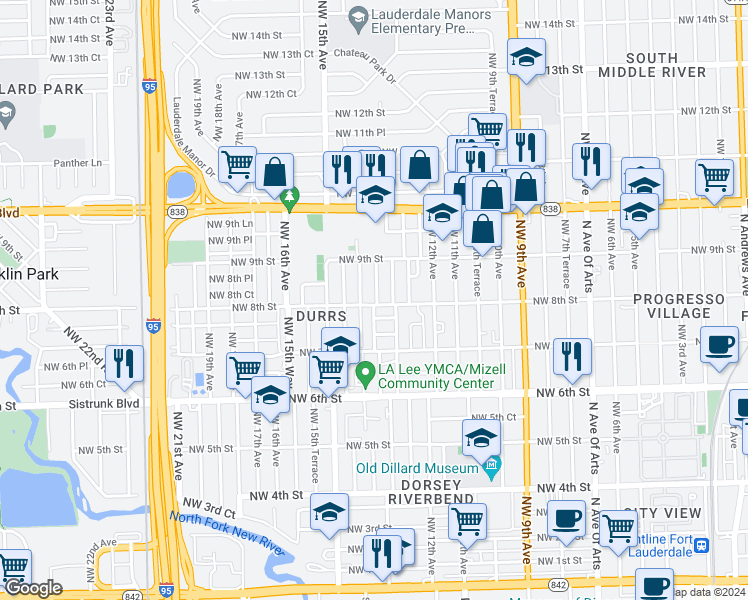 map of restaurants, bars, coffee shops, grocery stores, and more near 803 Northwest 14th Avenue in Fort Lauderdale