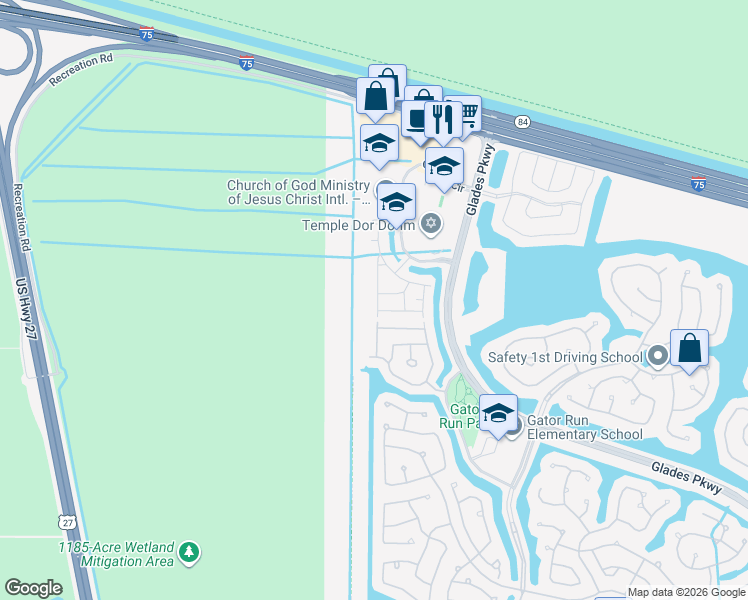 map of restaurants, bars, coffee shops, grocery stores, and more near 2179 Hacienda Terrace in Weston