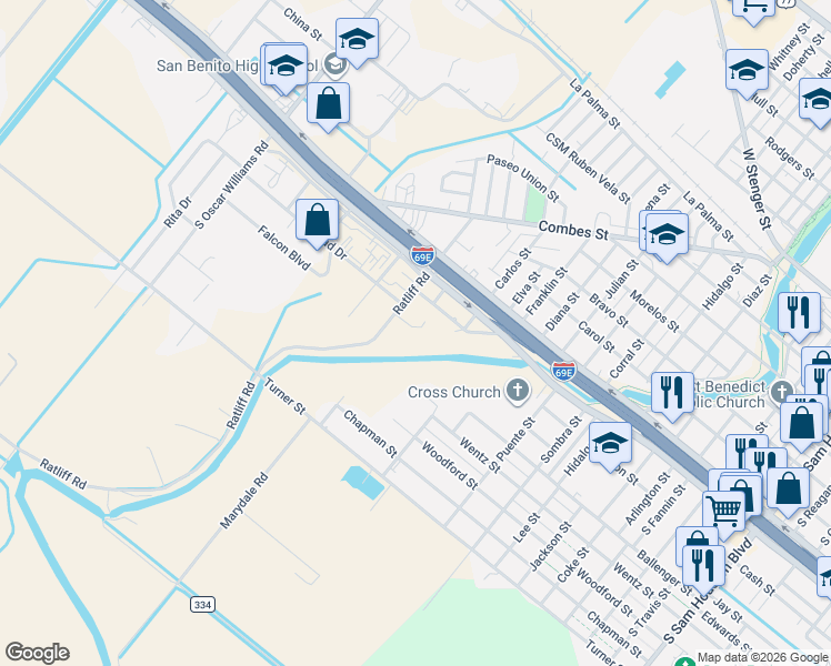 map of restaurants, bars, coffee shops, grocery stores, and more near 158 Dorel Street in San Benito