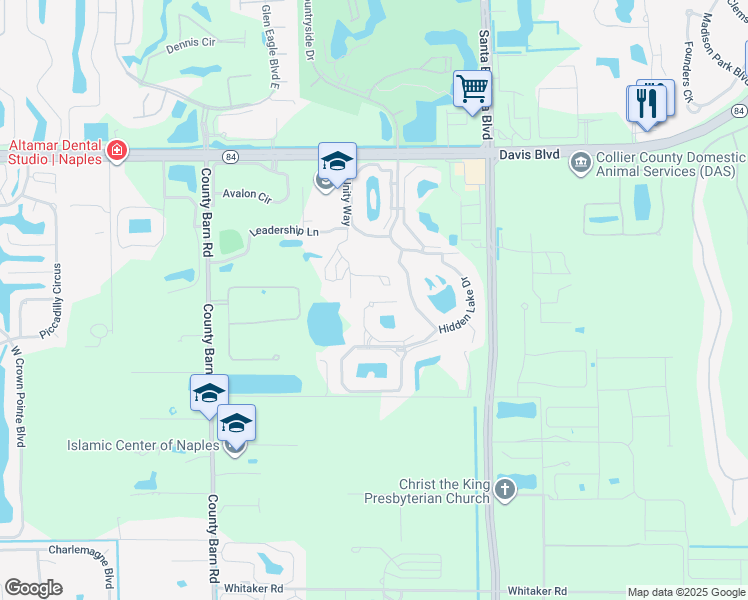 map of restaurants, bars, coffee shops, grocery stores, and more near 2380 Bayou Lane in Naples