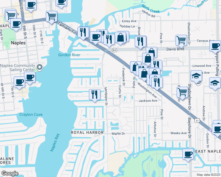 map of restaurants, bars, coffee shops, grocery stores, and more near 1790 Smugglers Cove in Naples