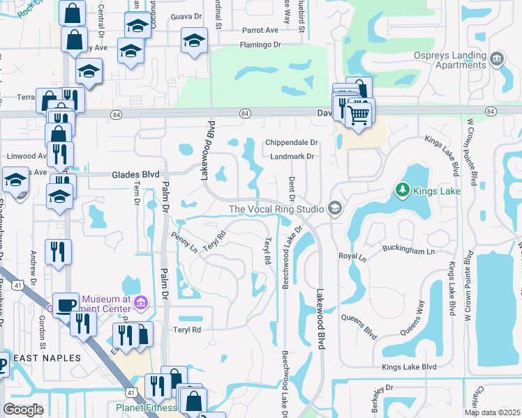 map of restaurants, bars, coffee shops, grocery stores, and more near 116 Short Court in Naples