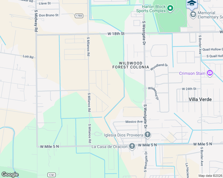 map of restaurants, bars, coffee shops, grocery stores, and more near Mile 6 1/2 West in Weslaco