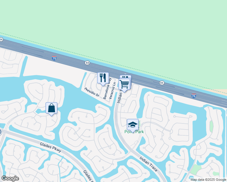 map of restaurants, bars, coffee shops, grocery stores, and more near 1012 Sevilla Circle in Weston