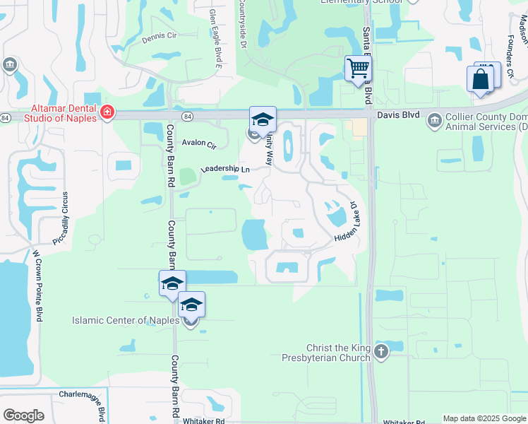 map of restaurants, bars, coffee shops, grocery stores, and more near 2000 Unity Way in Naples