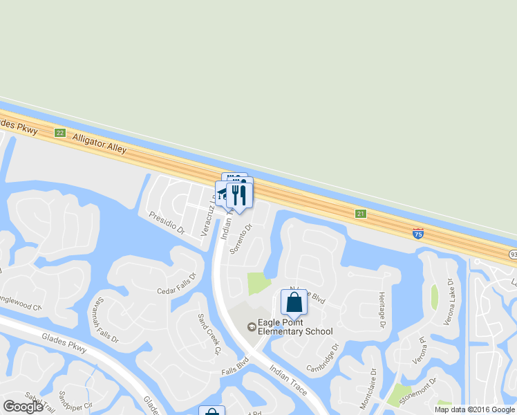 map of restaurants, bars, coffee shops, grocery stores, and more near 1170 Sorrento Drive in Weston