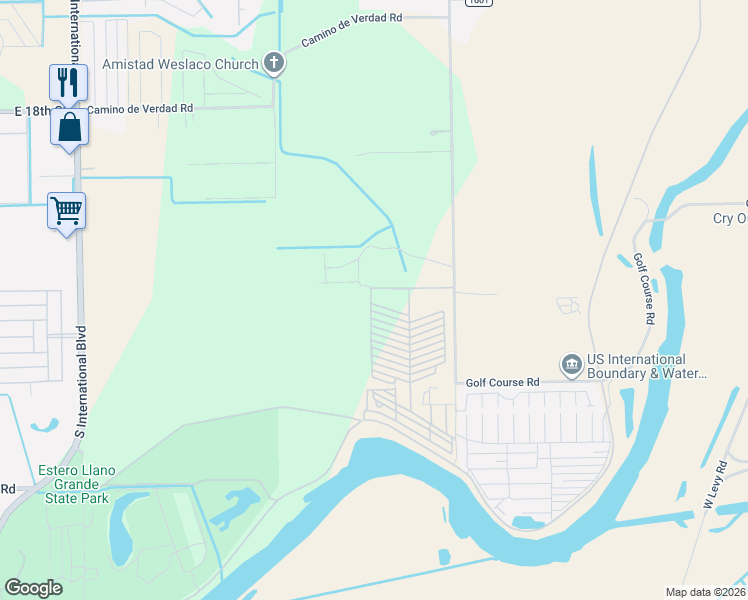 map of restaurants, bars, coffee shops, grocery stores, and more near 1042 Santa Maria Street in Mercedes