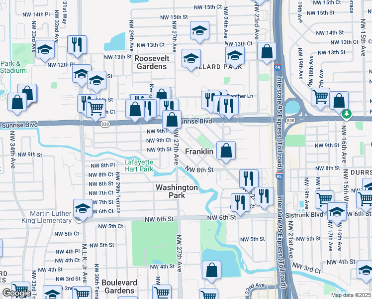 map of restaurants, bars, coffee shops, grocery stores, and more near 2651 Northwest 8th Court in Fort Lauderdale