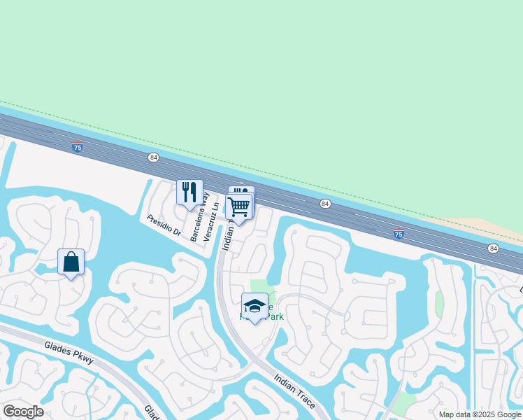 map of restaurants, bars, coffee shops, grocery stores, and more near 20 Indian Trace in Weston