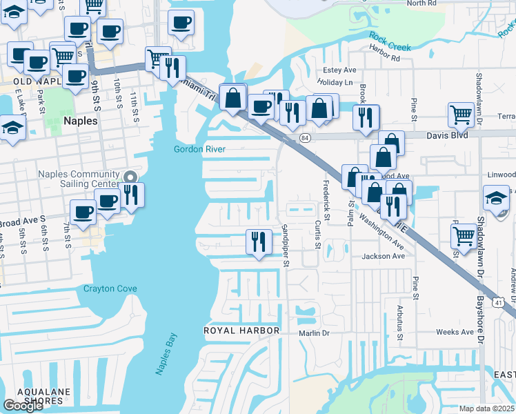 map of restaurants, bars, coffee shops, grocery stores, and more near 1200 Cherry Stone Court in Naples