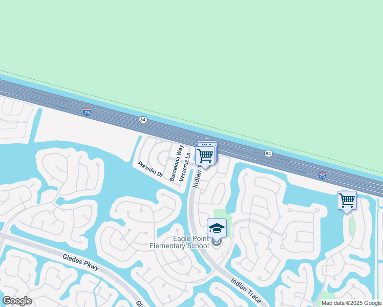 map of restaurants, bars, coffee shops, grocery stores, and more near 1582 Veracruz Lane in Weston
