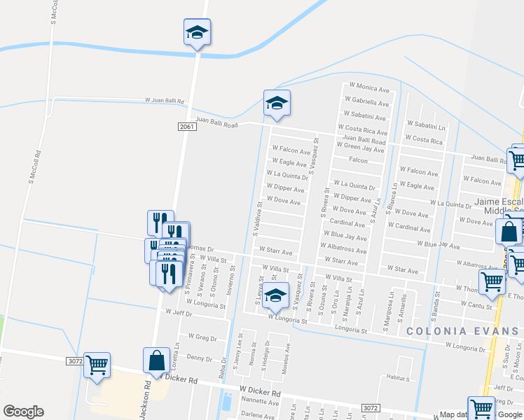 map of restaurants, bars, coffee shops, grocery stores, and more near 1109 West Cardinal Avenue in McAllen