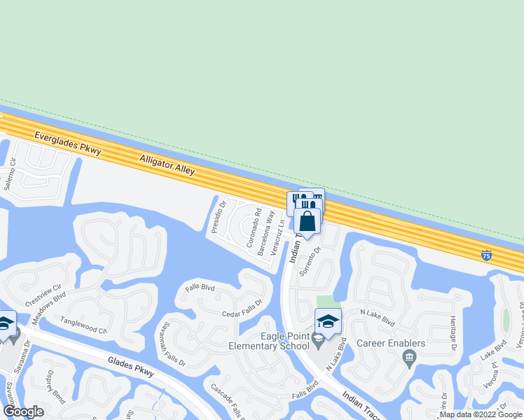 map of restaurants, bars, coffee shops, grocery stores, and more near 1549 Barcelona Way in Weston
