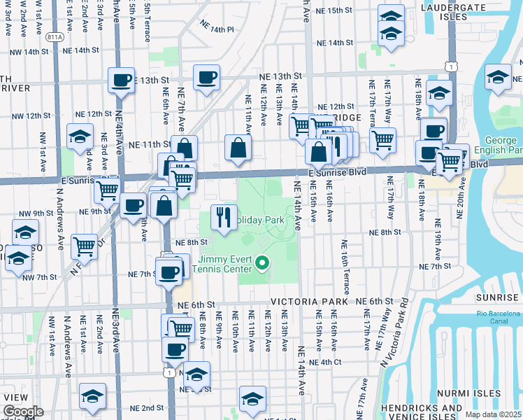 map of restaurants, bars, coffee shops, grocery stores, and more near 1196 G. Harold Martin Drive in Fort Lauderdale