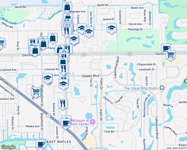 map of restaurants, bars, coffee shops, grocery stores, and more near 3732 Northwinds Drive in Naples