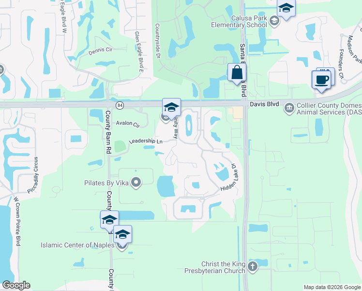 map of restaurants, bars, coffee shops, grocery stores, and more near 1665 Windy Pines Drive in Naples