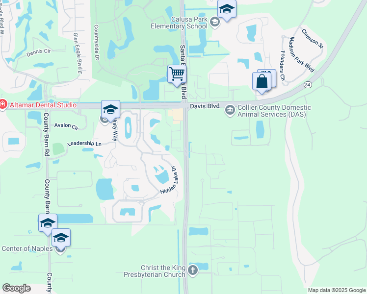 map of restaurants, bars, coffee shops, grocery stores, and more near 39640 Santa Barbara Boulevard in Naples