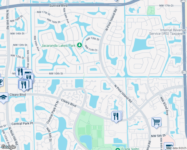 map of restaurants, bars, coffee shops, grocery stores, and more near 9330 Northwest 10th Street in Plantation
