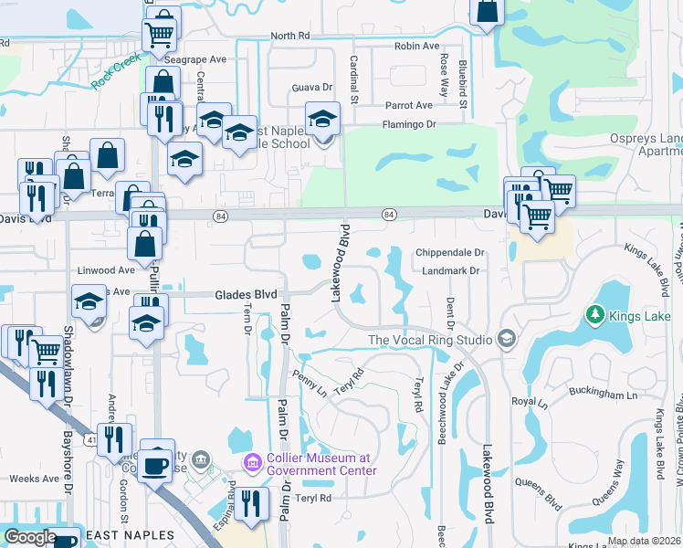 map of restaurants, bars, coffee shops, grocery stores, and more near 194 Round Key Circle in Naples