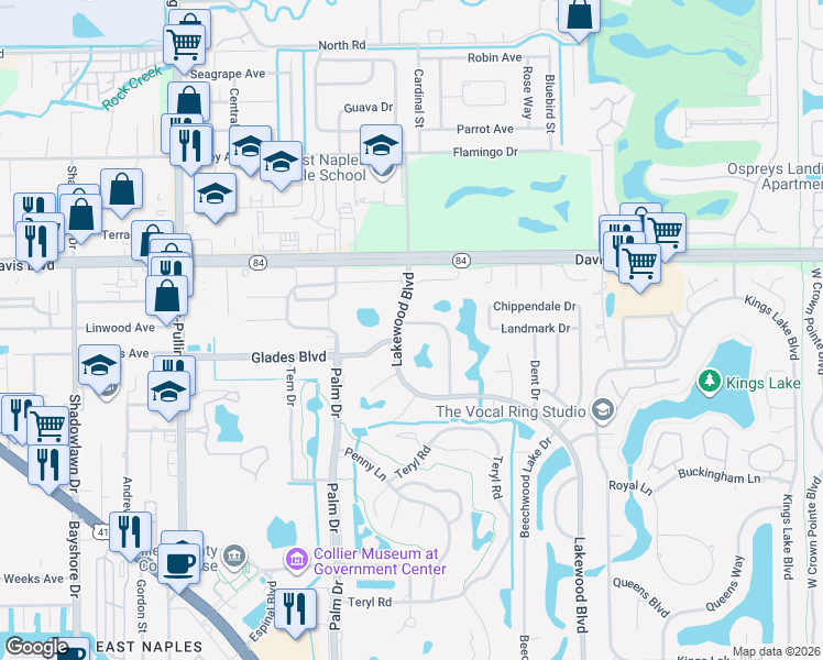 map of restaurants, bars, coffee shops, grocery stores, and more near 194 Round Key Circle in Naples