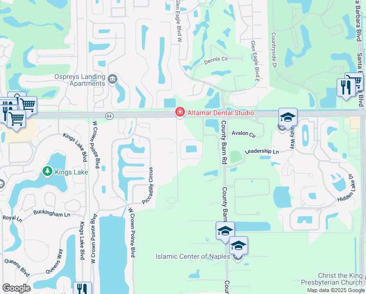 map of restaurants, bars, coffee shops, grocery stores, and more near 1820 Florida Club Circle in Naples