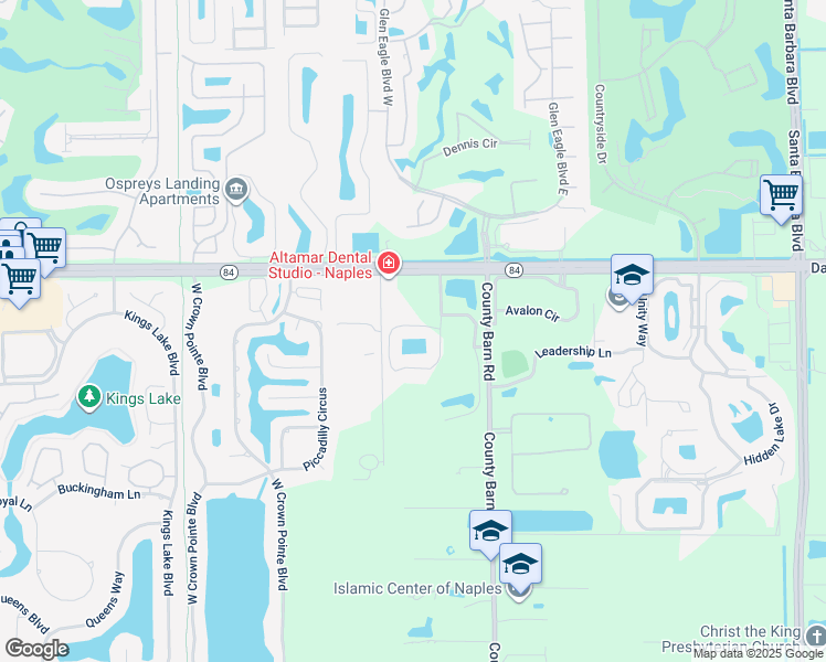 map of restaurants, bars, coffee shops, grocery stores, and more near 1820 Florida Club Circle in Naples