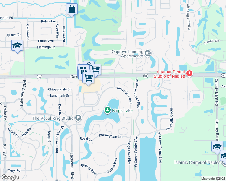 map of restaurants, bars, coffee shops, grocery stores, and more near 1770 Knights Court in Naples