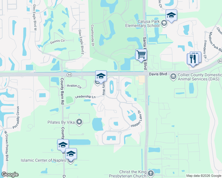 map of restaurants, bars, coffee shops, grocery stores, and more near 1655 Windy Pines Drive in Naples
