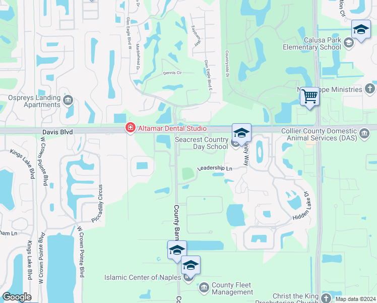 map of restaurants, bars, coffee shops, grocery stores, and more near 6953 Avalon Circle in Naples