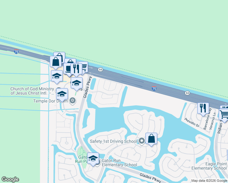 map of restaurants, bars, coffee shops, grocery stores, and more near 1999 Madeira Drive in Weston