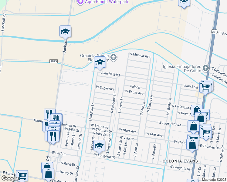 map of restaurants, bars, coffee shops, grocery stores, and more near 901 West Eagle Avenue in Pharr