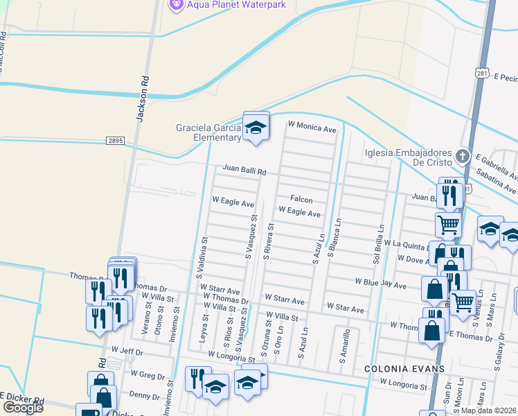 map of restaurants, bars, coffee shops, grocery stores, and more near 901 West Eagle Avenue in Pharr