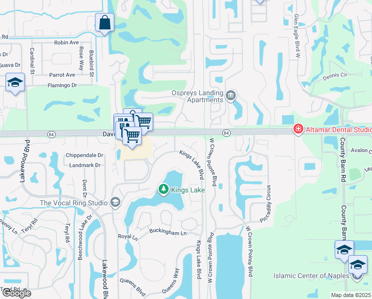 map of restaurants, bars, coffee shops, grocery stores, and more near 3055 Round Table Court in Naples