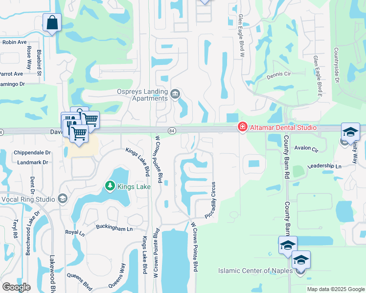 map of restaurants, bars, coffee shops, grocery stores, and more near 1758 Reuven Circle in Naples